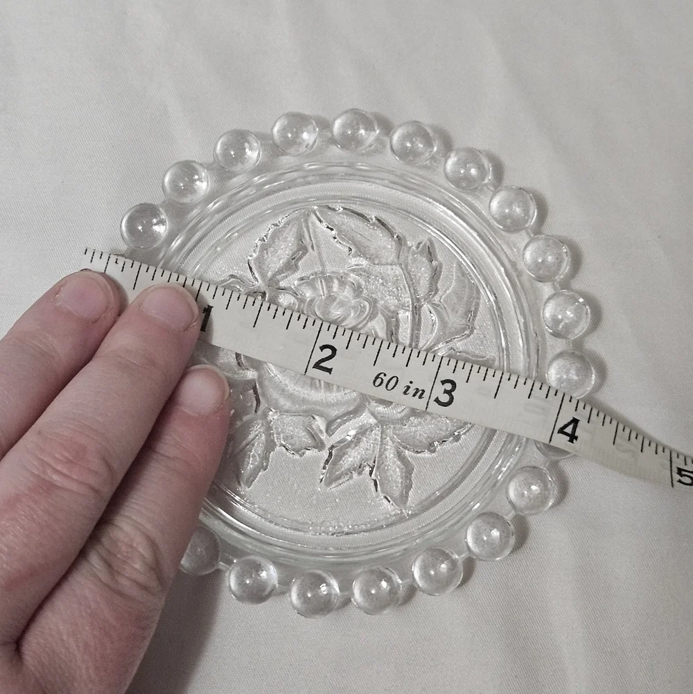 Vintage Made In German Democratic Republic Glass Rose Coaster 4 Inch!